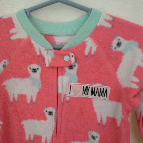 Childrens Place one-piece footed sleeper Size 18M 24M Llamas Orange green white - Picture 11 of 12